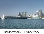 Historic aircraft carrier USS Midway in San Diego Bay, California
