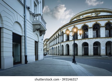 Historic Art Nouveau Building Of Bank In Warsaw Old Town, Poland