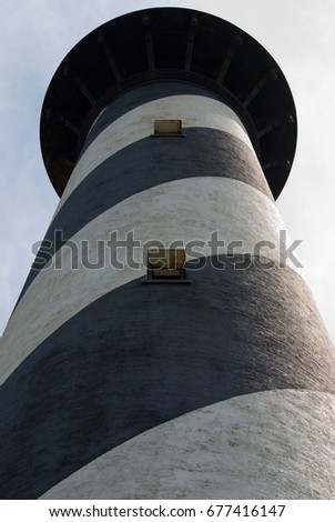 Historic Bodie Island Lighthouse at Cape Hatteras National Seashore on the Outer Banks of North Carolina.