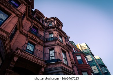 Historic brick buildings in Back Bay, Boston, Massachusetts.