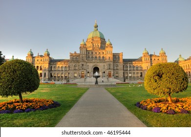 The Historic British Columbia Province Parliament Building (built In 1893) In Morning, Victoria , Bc, Canada