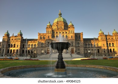 The Historic British Columbia Province Parliament Building (built In 1893) In Morning, Victoria , Bc, Canada