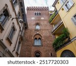 Historic buildings along via Lambro, Monza, Lombardy, Italy