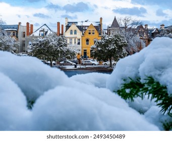 Historic Buildings Blanketed in Snow in Ghent in Norfolk Virginia - Powered by Shutterstock