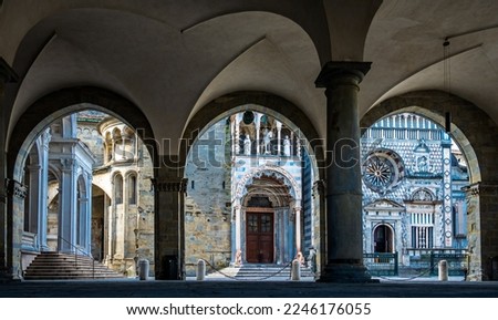 historic buildings at the old Town of Bergamo - Italy Foto d'archivio © 