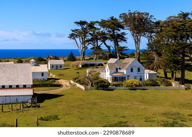 Historic buildings on farm at Pierce Point in Marin County, California