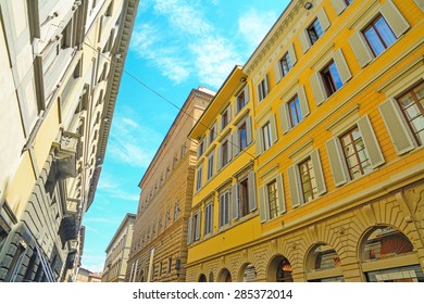 Historic Buildings In Via De Tornabuoni In Florence, Italy