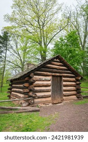 Historic Cabins at Valley Forge National Historical Park, Revolutionary War encampment, northwest of Philadelphia, in Pennsylvania, USA