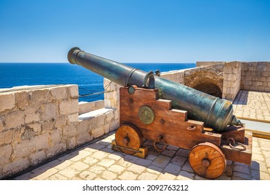 Historic cannon of Fort Lovrijenac in the historic city center of Dubrovnik in Croatia, Europe.