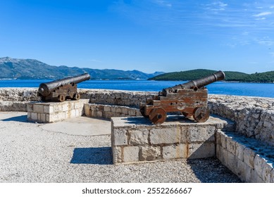 Historic Cannons Overlooking the Adriatic Sea in Korčula, Croatia - Powered by Shutterstock