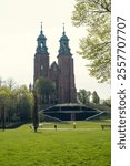 Historic Cathedral of Gniezno in Greater Poland, Poland, showcasing Gothic architecture and cultural heritage.