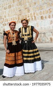 Historic Center Of Oaxaca De Juárez, Oaxaca  Mexico; 051510: Woman With Mexican Regional Costume Of Tehuana, Belonging To The Zapotec Ethnic Group, Inhabits The Isthmus Of Tehuantepec.