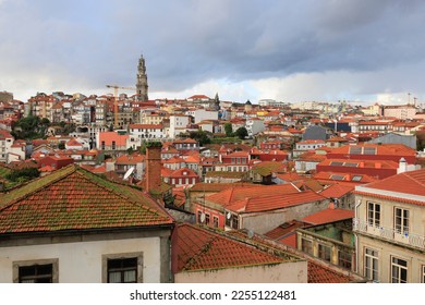 Historic centre, Porto, Portugal - center of town and city with high density of buldings and houses. Rooftop and tower of landmark and monument. - Shutterstock ID 2255122481