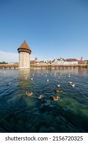 Historic Kapellbrücke (Chapel Bridge) In Lucerne, Switzerland