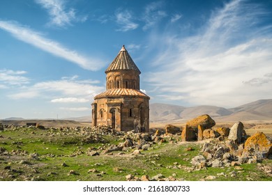 Historic church of Saint Gregory of Abumarents in ancient Armenian city of Ani, a UNESCO World Heritage Site located in Kars province, eastern Anatolia, Turkey on the border with Armenia.