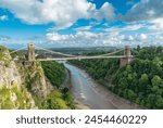 Historic Clifton Suspension Bridge by Isambard Kingdom Brunel spans the Avon Gorge with River Avon below, Bristol, England, United Kingdom, Europe