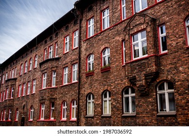 Historic Coal Miners Settlement - Nikiszowiec, District Of Katowice In Silesia, Poland. Traditional Workers' Housing Estate (familoks) Made Of Brick