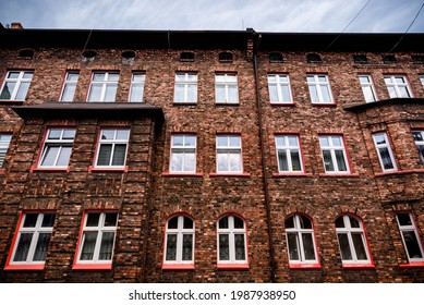 Historic Coal Miners Settlement - Nikiszowiec, District Of Katowice In Silesia, Poland. Traditional Workers' Housing Estate (familoks) Made Of Brick