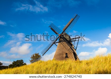 Historic Danish windmill in Skagen, Northern Denmark, 
