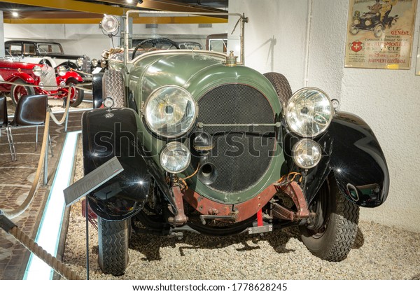 Historic Delaunay-Belleville 06, French car\
maker, built 1914-1917, the only one worldwide, Pierre Gianadda\
Museum in Martigny, Switzerland,\
06-25-2020
