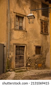 An Historic Derelict House In The Small Town Of Malcesine On The North Shore Of Lake Garda, Verona Province, Veneto, North East, Italy

