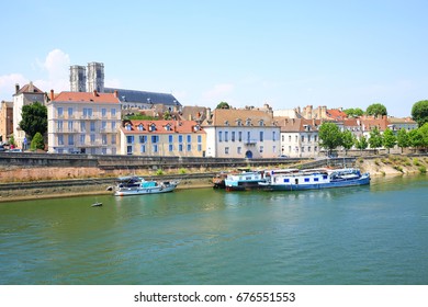 Historic Downtown Of Chalon-sur-Saône In Burgundy, France