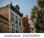 Historic downtown city of Charleston Street view in the historic downtown area city of Charleston, South Carolina, USA. Old style architecture 