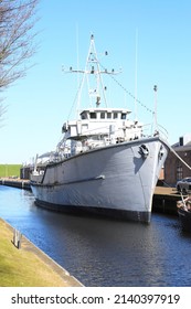 Historic Dutch naval vessel in the Marine Museum in Den Helder, North Holland, Netherlands, 03-20-2022
