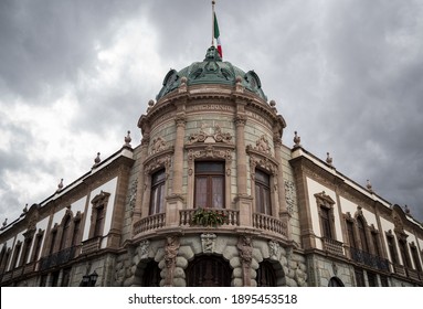 The Historic Historic European Building Baroque Style Architecture With Dome And Balcony