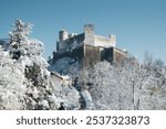 Historic Festung Hohensalzburg in Salzburg in winter, Salzburg Land, Austria