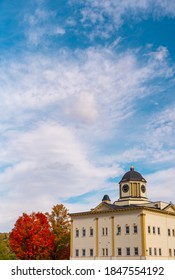 Historic Franconia College Building New England With Beautiful Fall Foliage Color