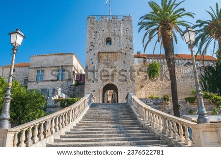 Historic gate of the old town of Korcula, Dalmatia, Croatia