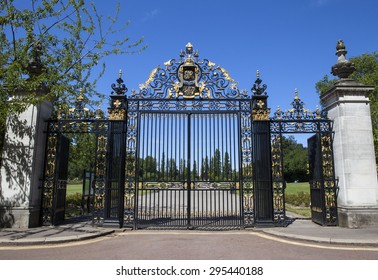 The historic Jubilee Gates at Regents Park in London.  The gates were installed to commemorate the Silver Jubilee of King George V.