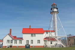Historic Lighthouse On Whitefish Point On Lake Superior In Upper MIchigan