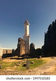 Historic Lighthouse And Ruins (1850) In Colonia Del Sacramento, Uruguay 2019. 