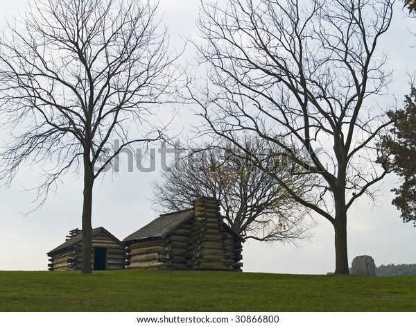 Historic Log Cabins On Hillside Valley Stock Photo Edit Now 30866800