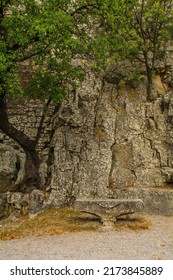 An Historic Medieval Stone Bench In North East Italy