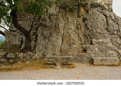 An Historic Medieval Stone Bench In North East Italy