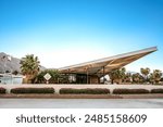 Historic mid-century modern Palm Springs Visitor Center formerly tramway gas station 