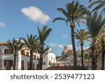 Historic old town of Dalt Vila with a view of the Cathedral - Catedral de Santa Maria, on the Spanish island of Ibiza.