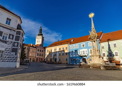 Historic old town of Mikulov in Moravia, Czech Republic.