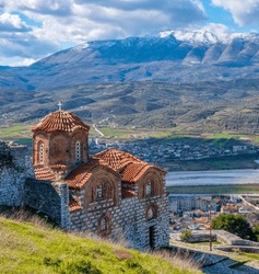 Historic Orthodox Church Up At The Berat Castle, Berat, Albania 