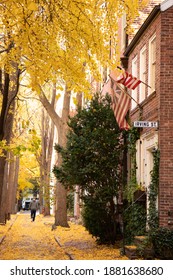 Historic Philadelphia Street In Autumn