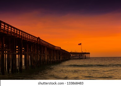 The historic pier at Ventura California at sunset