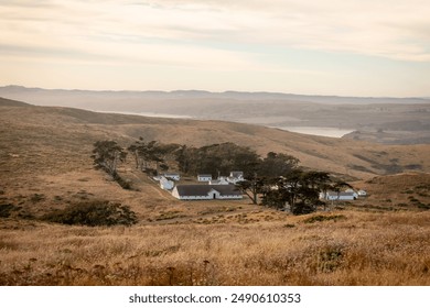 Historic Pierce Point Ranch, a former dairy ranch in operation for more than 100 years, now part of Point Reyes National Seashore and opened to the public as an interpretive site; California, Marin