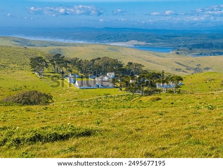 Historic Pierce Point Ranch With Tomales Bay in The Distance, Pt. Reyes National Seashore, California, USA