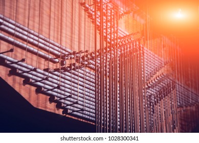 Historic Pipe Organ At A Church. Internal System.