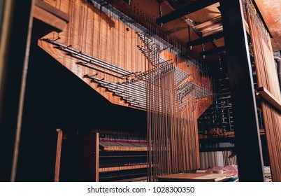 Historic Pipe Organ At A Church. Internal System.