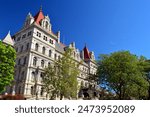 The Historic, red roof New York State House hosts the state’s politics and government in Albany