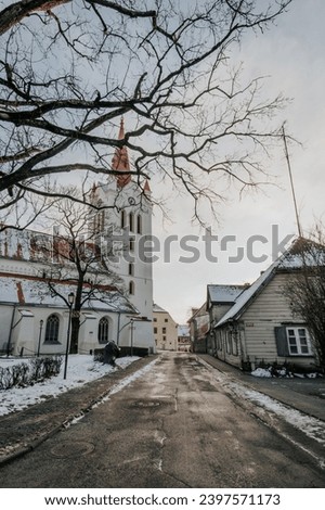 Historic Religious Tower in Winter Town Stock photo © 